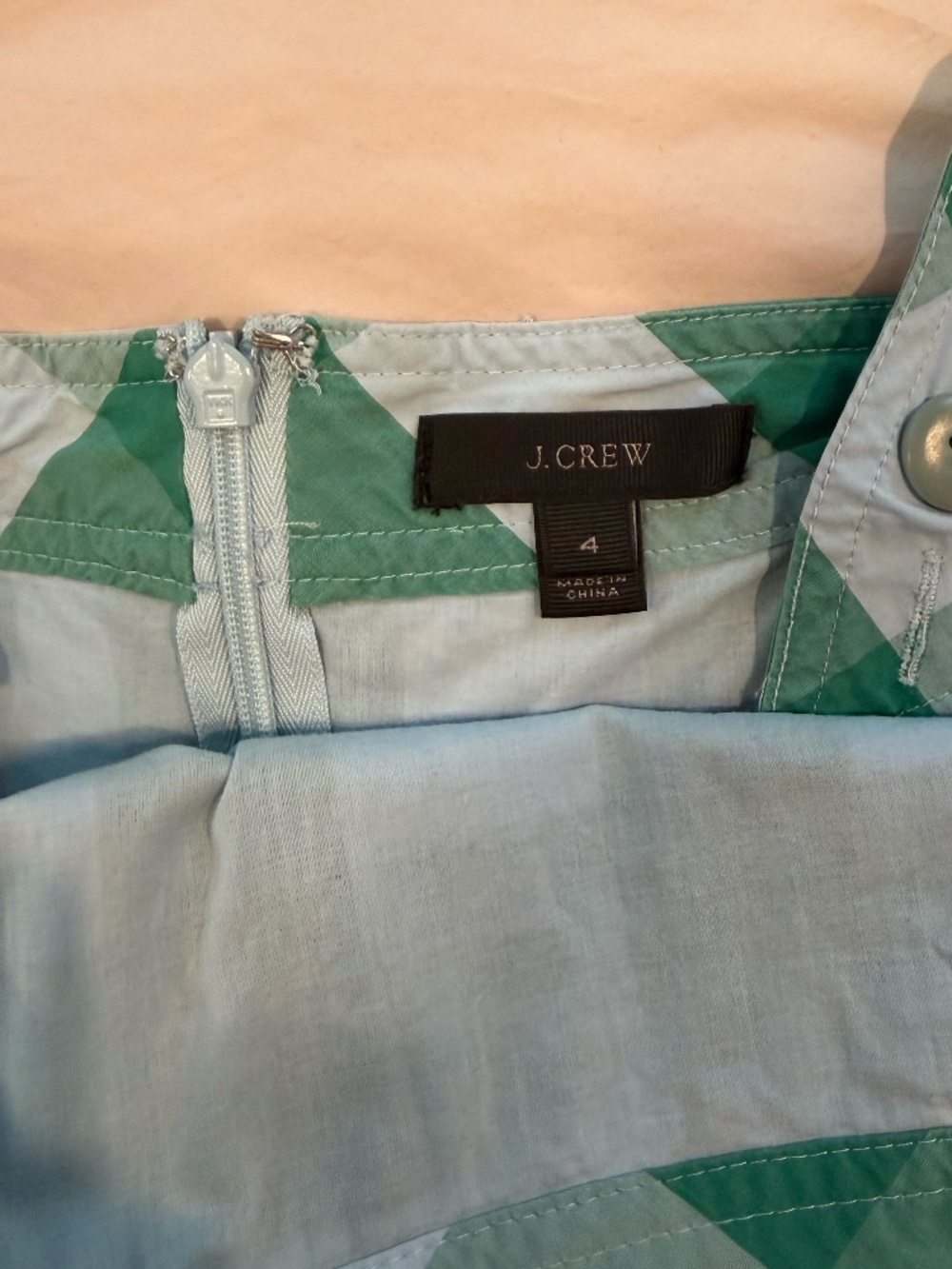 J. Crew Green and White Gingham Midi Dress - Picture 3 of 3